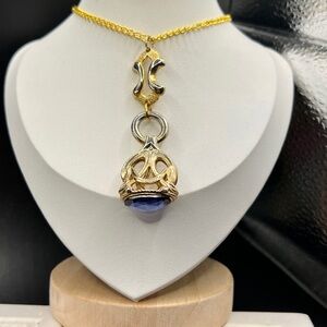 Vintage purple faceted cabochon necklace